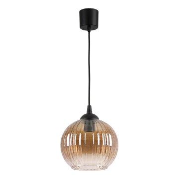 Brilagi - LED-Pendelleuchte mit Kabelaufhängung RETRO GLASS 1xE27/60W/230V Ø 18 cm schwarz/rauchbraun