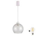 Brilagi - LED-Pendelleuchte mit Kabelaufhängung RETRO GLASS 1xE27/60W/230V Ø 25 cm weiß/rauchgrau