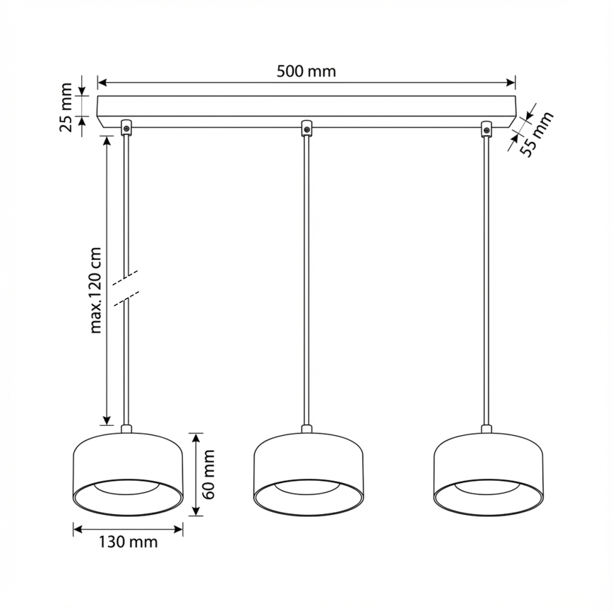 Brilagi - LED Pendelleuchte mit Seilaufhängung AURA LUX 3xGX53/30W/230V schwarz/rauchglas
