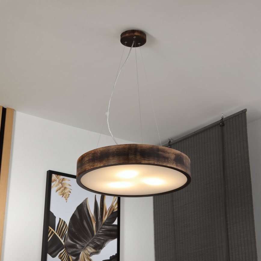 Brilagi - LED-Pendelleuchte mit Seilaufhängung CARVALHO SMOKEY 3xE27/60W/230V Eiche Ø 47,5 cm