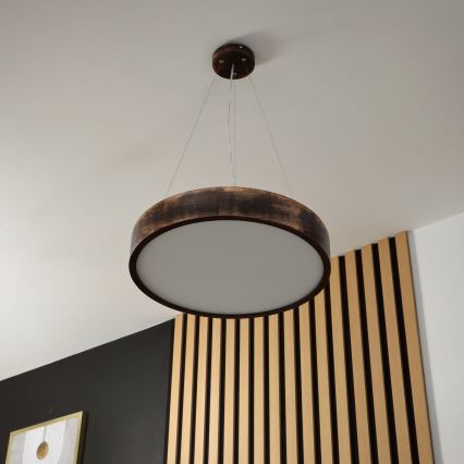 Brilagi - LED-Pendelleuchte mit Seilaufhängung CARVALHO SMOKEY 3xE27/60W/230V Eiche Ø 47,5 cm