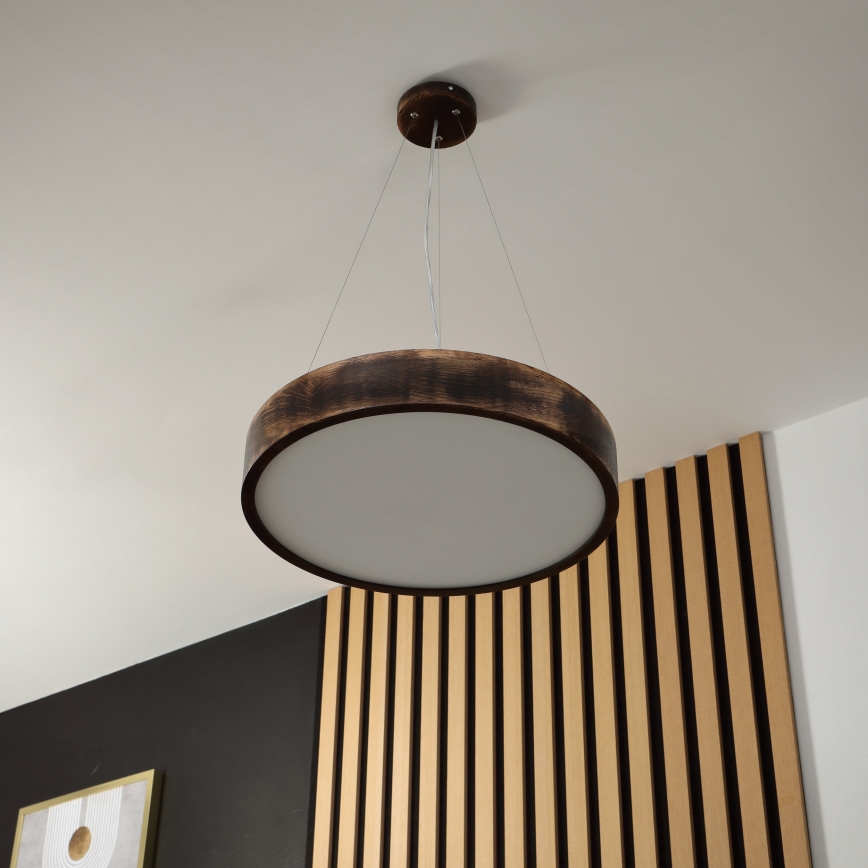 Brilagi - LED-Pendelleuchte mit Seilaufhängung CARVALHO SMOKEY 3xE27/60W/230V Eiche Ø 47,5 cm