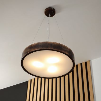 Brilagi - LED-Pendelleuchte mit Seilaufhängung CARVALHO SMOKEY 3xE27/60W/230V Eiche Ø 47,5 cm