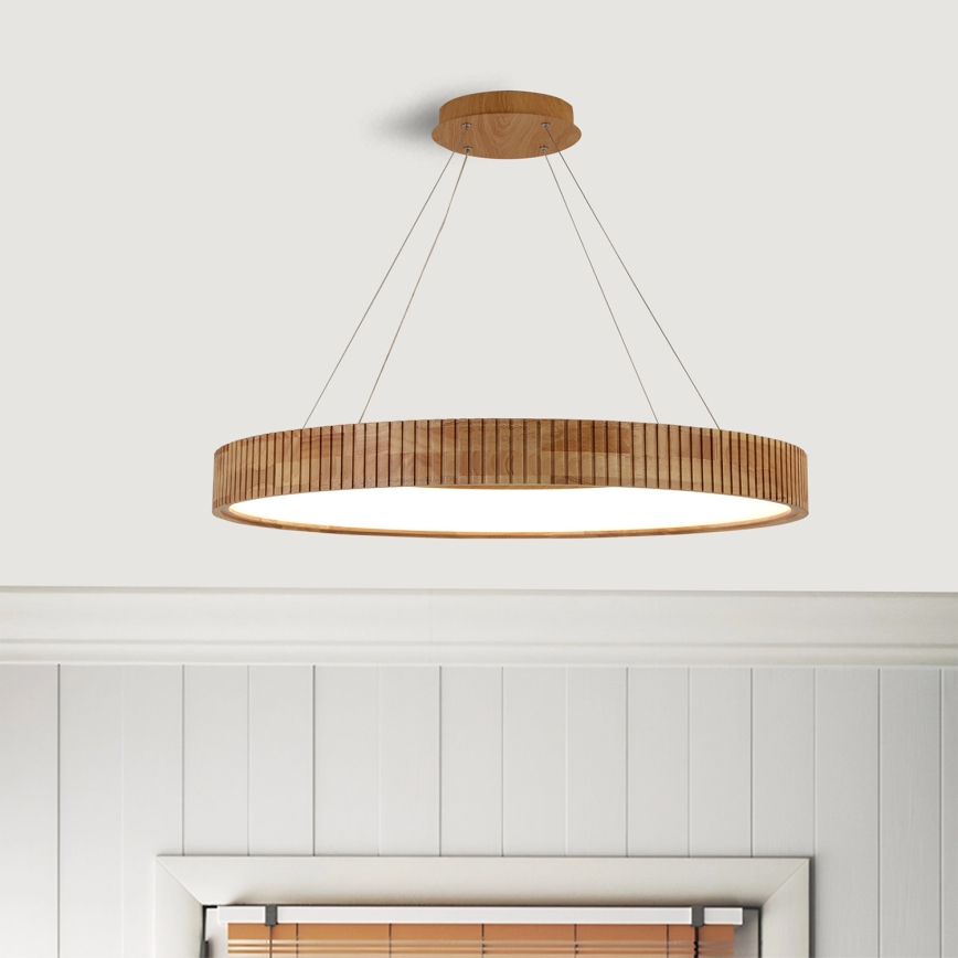 Brilagi - LED-Pendelleuchte mit Seil FALCON WOOD MODERN LED/60W/230V 3000/4000/6000K Ø 80 cm Holz