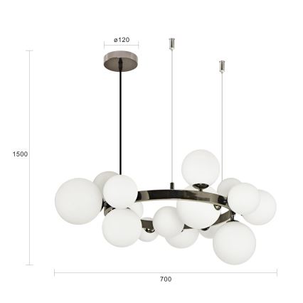 Brilagi - LED-Pendelleuchte mit Seilaufhängung MILLA 15xG9/3W/230V schwarz/chrom/weiß