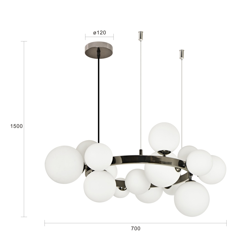 Brilagi - LED-Pendelleuchte mit Seilaufhängung MILLA 15xG9/3W/230V schwarz/chrom/weiß