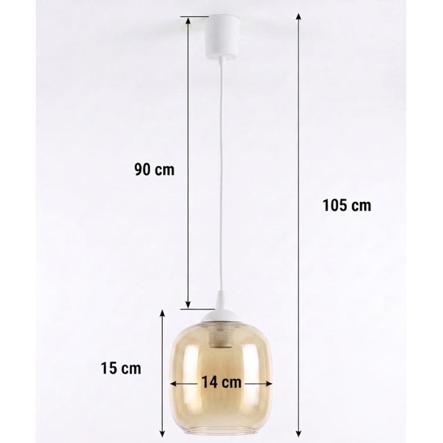 Brilagi - LED-Pendelleuchte an Kabel RETRO GLASS 1x E27/60W/230V Ø 14 cm weiß/rauchbraun