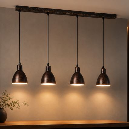 Brilagi - LED-Pendelleuchte mit Seilaufhängung RIDDY 4xE27/60W/230V Kupfer/Patina