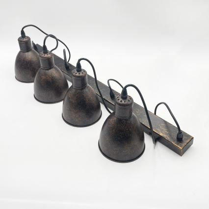 Brilagi - LED-Pendelleuchte mit Seilaufhängung RIDDY 4xE27/60W/230V Kupfer/Patina