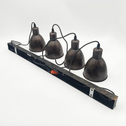 Brilagi - LED-Pendelleuchte mit Seilaufhängung RIDDY 4xE27/60W/230V Kupfer/Patina