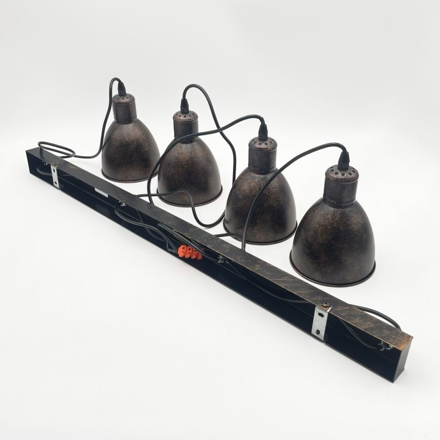 Brilagi - LED-Pendelleuchte mit Seilaufhängung RIDDY 4xE27/60W/230V Kupfer/Patina