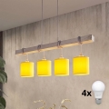 Brilagi - LED-Pendelleuchte NUBILA 4xE27/60W/230V grau/gelb