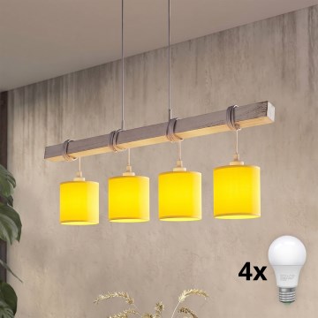 Brilagi - LED-Pendelleuchte NUBILA 4xE27/60W/230V grau/gelb