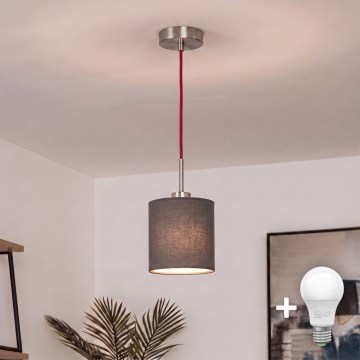 Brilagi - LED-Pendelleuchte NUBILA an Kabel, 1x E27/60 W/230 V, Ø 14 cm, rot/anthrazit