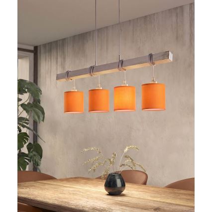 Brilagi - LED-Pendelleuchte NUBILA an Kabel 4xE27/60W/230V grau/orange