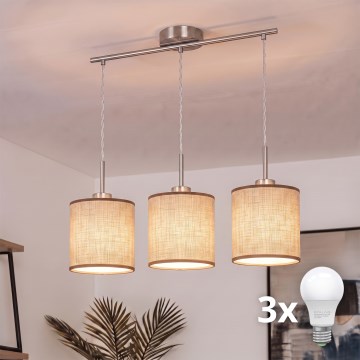 Brilagi - LED-Pendelleuchte NUBILA mit Kabel 3xE27/60W/230V braun