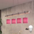 Brilagi - LED-Pendelleuchte NUBILA mit Kabelabhängung 4xE27/60W/230V grau/rosa
