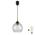 Brilagi - LED-Pendelleuchte RETRO GLASS an Kabel 1xE27/60W/230V Ø 25 cm schwarz/rauchgrau
