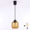 Brilagi - LED-Pendelleuchte RETRO GLASS mit Kabel 1xE27/60W/230V Ø 14 cm schwarz/rauchbraun