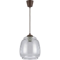 Brilagi - LED-Pendelleuchte RETRO GLASS mit Kabelaufhängung 1xE27/60W/230V Ø 26 cm, braun/rauchgrau
