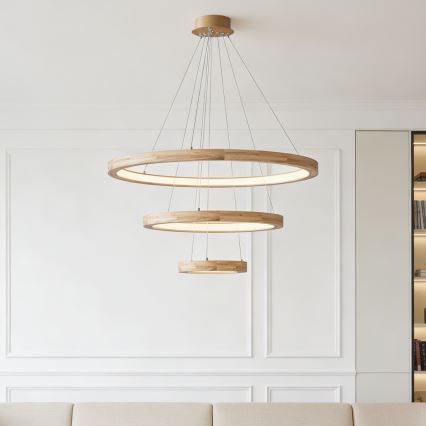 Brilagi - LED-Pendelleuchte UMEA WOOD an Kabel, LED/45W/230V, Ø 60 cm, Holz