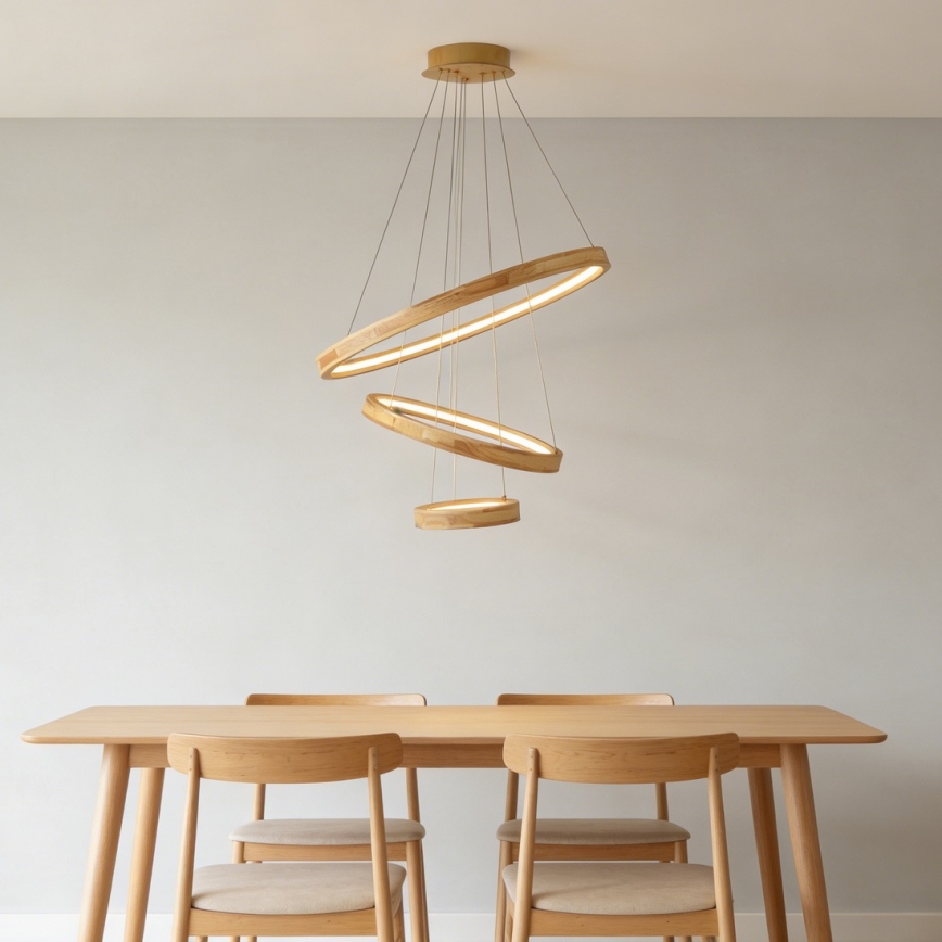 Brilagi - LED-Pendelleuchte UMEA WOOD an Kabel, LED/45W/230V, Ø 60 cm, Holz