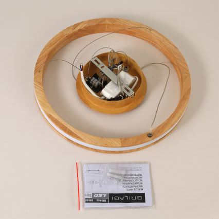 Brilagi - LED-Pendelleuchte UMEA WOOD an Seil, LED/30W/230V, Ø 40 cm, Holz