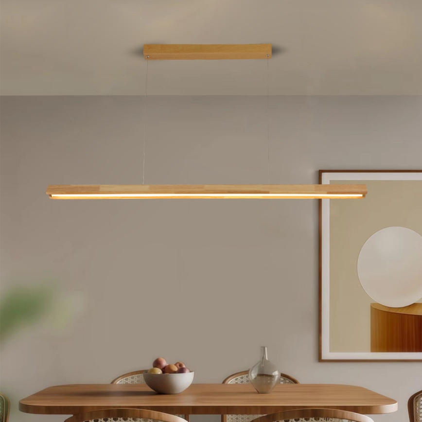 Brilagi - LED-Pendelleuchte UMEA WOOD an Stahlseil, LED/30W/230V, 120 cm, Holz