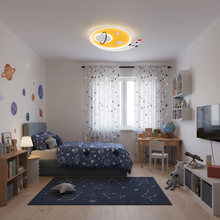 Brilagi -LED Plafoniera a LED per bambini STARSHIP LED/64W/230V 3000/4500K gialla
