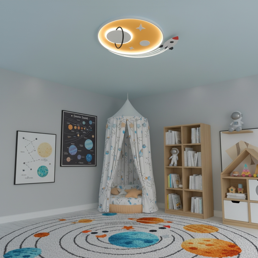 Brilagi -LED Plafoniera a LED per bambini STARSHIP LED/64W/230V 3000/4500K gialla