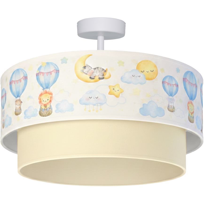Brilagi - Lampada a plafone LED per bambini BOBO 1xE27/60W/230V Ø 40 cm bianco/beige/motivo animaletti