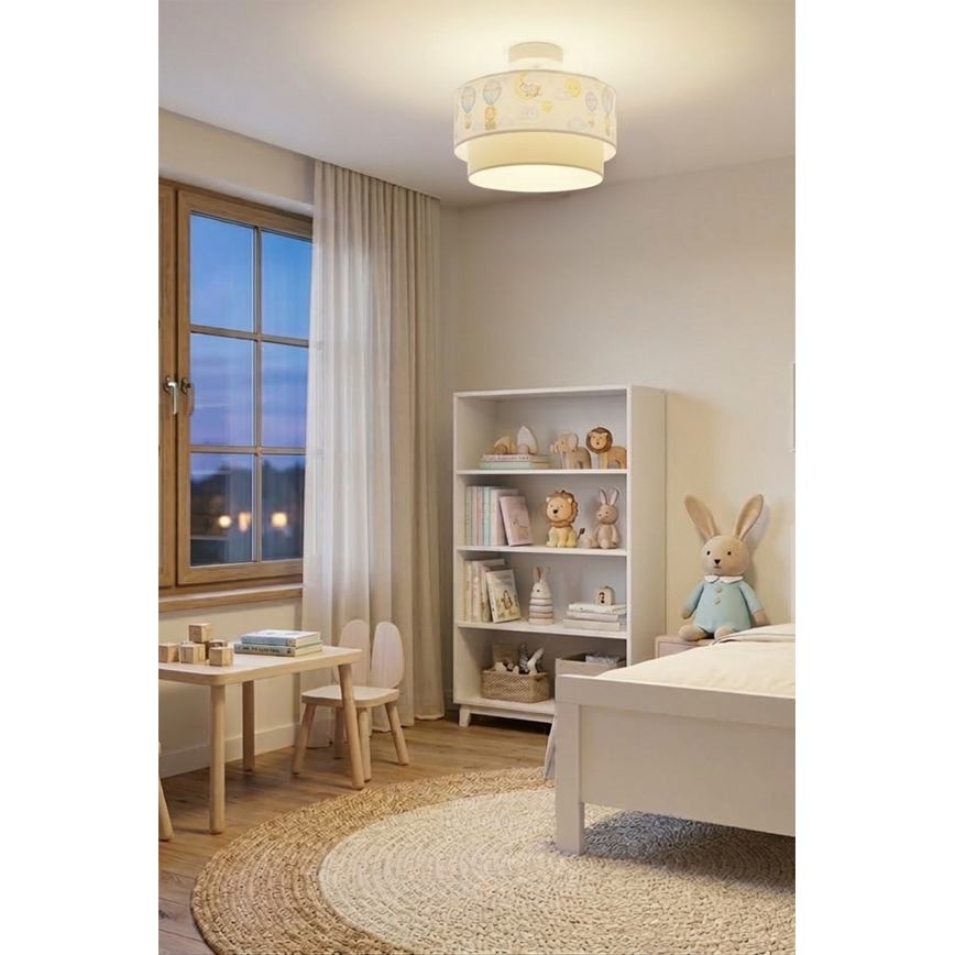 Brilagi - Lampada a plafone LED per bambini BOBO 1xE27/60W/230V Ø 40 cm bianco/beige/motivo animaletti