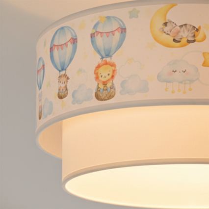 Brilagi - Lampada a plafone LED per bambini BOBO 1xE27/60W/230V Ø 40 cm bianco/beige/motivo animaletti