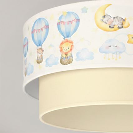 Brilagi - Lampada a plafone LED per bambini BOBO 1xE27/60W/230V Ø 40 cm bianco/beige/motivo animaletti