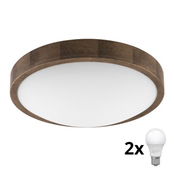 Brilagi - LED Plafoniera CARVALHO SLIM 2xE27/60W/230V quercia diametro 37 cm