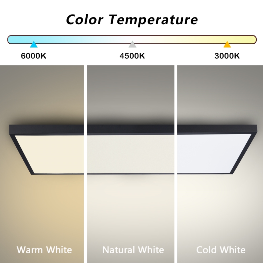 Brilagi - Plafoniera LED dimmerabile per bagno FRAME SMART LED/96W/230V 120x60 cm 3000-6000K IP44 nera + telecomando