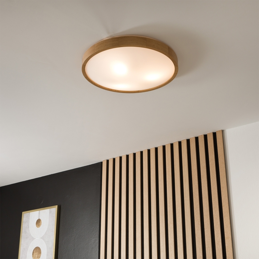 Brilagi - Plafoniera LED RGBW dimmerabile CARVALHO SLIM 3xE27/9W/230V 2700-6500K Wi-Fi rovere Ø 47 cm