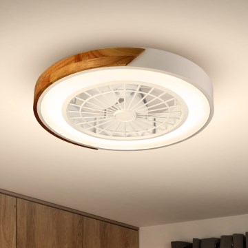 Brilagi - LED Plafoniera dimmerabile con ventilatore LED/30W/230V 3000-6500K bianco/quercia + telecomando
