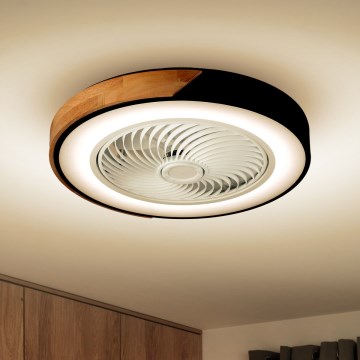 Brilagi - LED Plafoniera dimmerabile con ventilatore LED/30W/230V 3000-6500K nero/quercia + telecomando