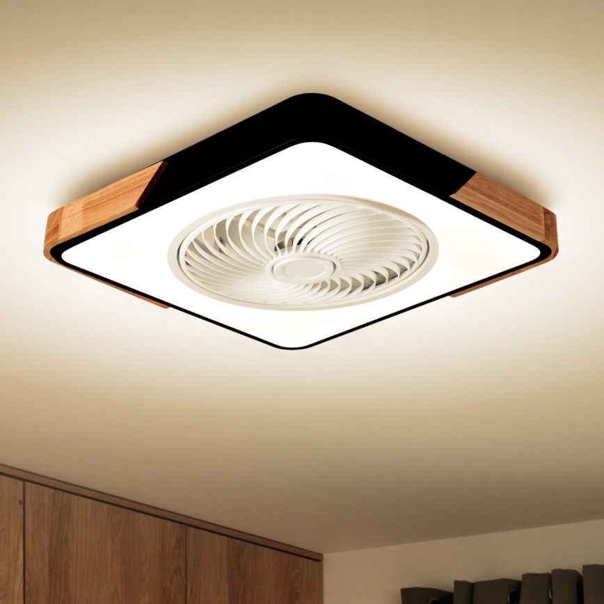 Brilagi - LED Plafoniera dimmerabile con ventilatore LED/30W/230V 3000-6500K nero/quercia + telecomando