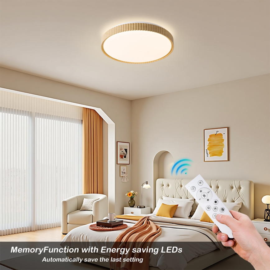 Brilagi - Plafoniera dimmerabile a LED CORVO LED/72W/230V 3000-6000K finitura in legno Ø 50 cm + telecomando