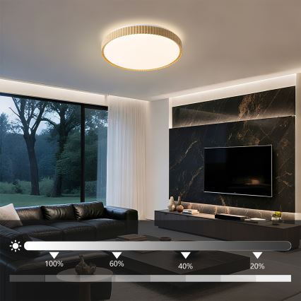 Brilagi - Plafoniera dimmerabile a LED CORVO LED/72W/230V 3000-6000K finitura in legno Ø 50 cm + telecomando