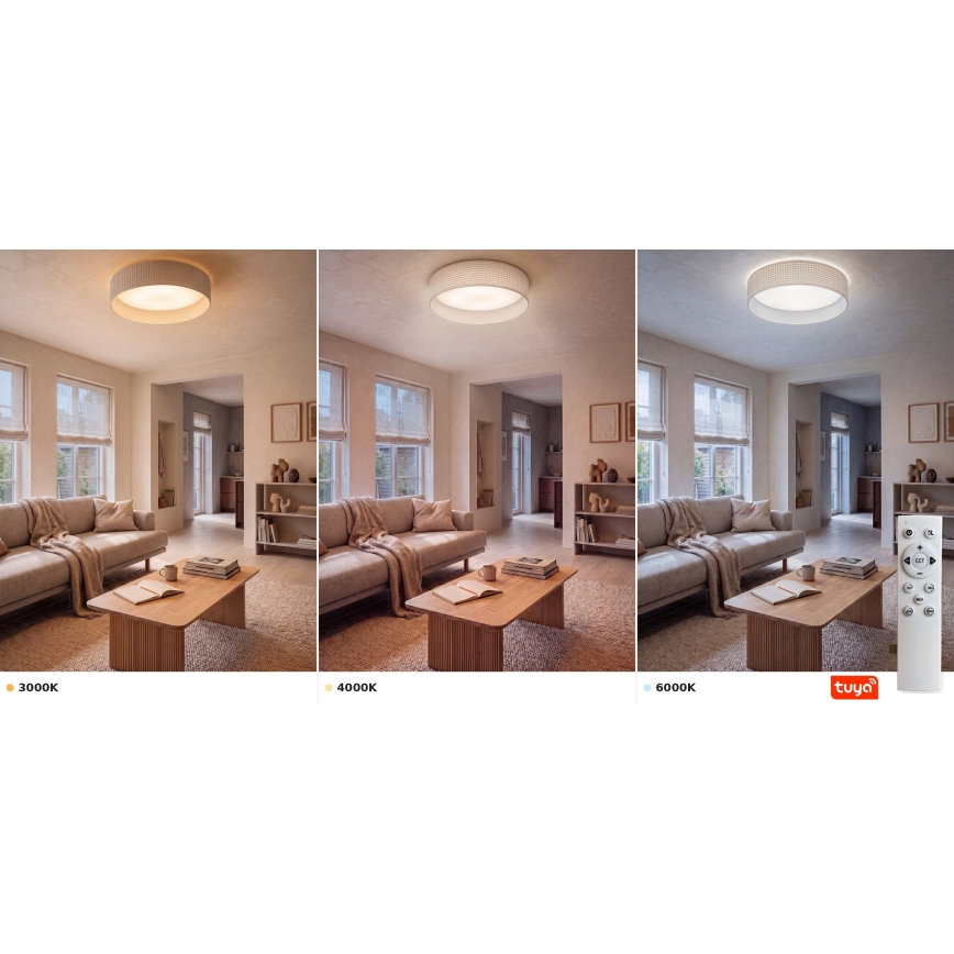Brilagi - Plafoniera dimmerabile a LED VELVET SMARTIX STARS LED/36W/230V 3000-6000K Ø 55 cm crema Wi-Fi Tuya Beacon + telecomando