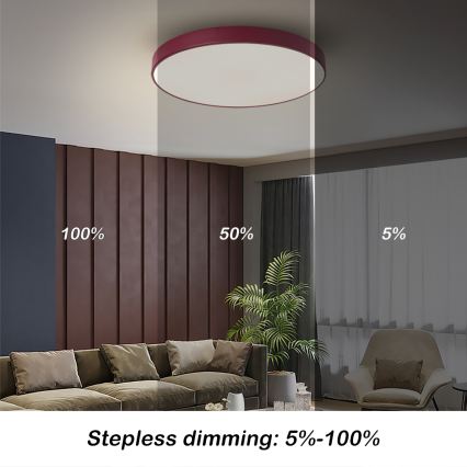 Brilagi - Plafoniera LED dimmerabile POOL LED/60W/230V 3000-6000K Ø 50 cm bordeaux + telecomando