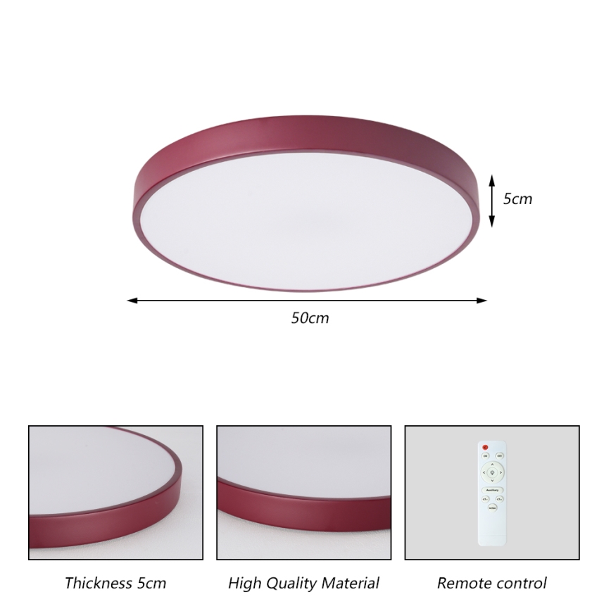 Brilagi - Plafoniera LED dimmerabile POOL LED/60W/230V 3000-6000K Ø 50 cm bordeaux + telecomando