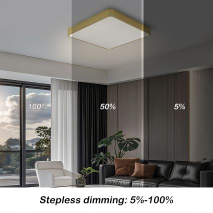 BRILAGI - Plafoniera dimmerabile a LED POOL SQUARE LED/48W/230V 3000–6000K 50x50 cm dorata + telecomando