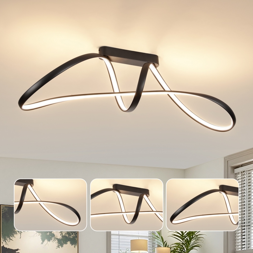 Brilagi - Plafoniera LED dimmerabile a montaggio superficiale TWISTER LED/60W/230V 3000-6000K nero + telecomando