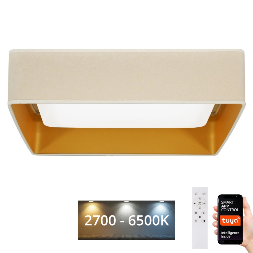 Brilagi - Plafoniera dimmerabile a LED VELVET SQUARE SMART LED/36W/230V 60x60 cm 2700-6500K Wi-Fi Tuya + telecomando crema
