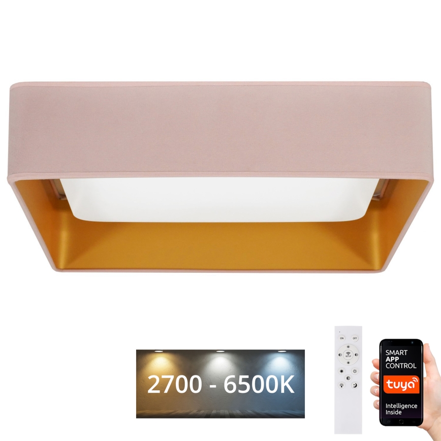 Brilagi - Plafoniera LED dimmerabile VELVET SQUARE SMART LED/36W/230V 60x60 cm 2700-6500K Wi-Fi Tuya + telecomando rosa