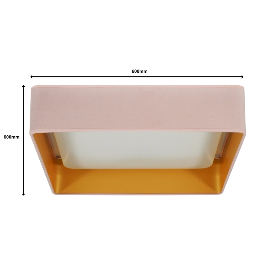 Brilagi - Plafoniera LED dimmerabile VELVET SQUARE SMART LED/36W/230V 60x60 cm 2700-6500K Wi-Fi Tuya + telecomando rosa